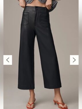 Maeve Anthropologie The Colette Cropped Wide-Leg Trousers Vegan Leather size 25P